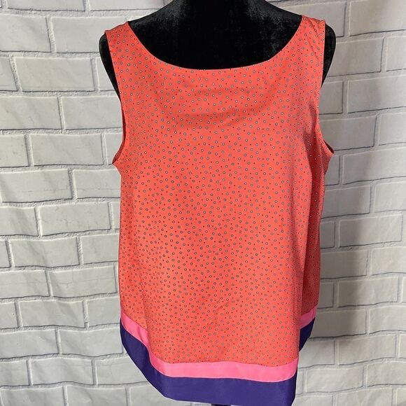 LOFT Coral Purple Print Sleeveless Blouse Size L - Picture 3 of 7